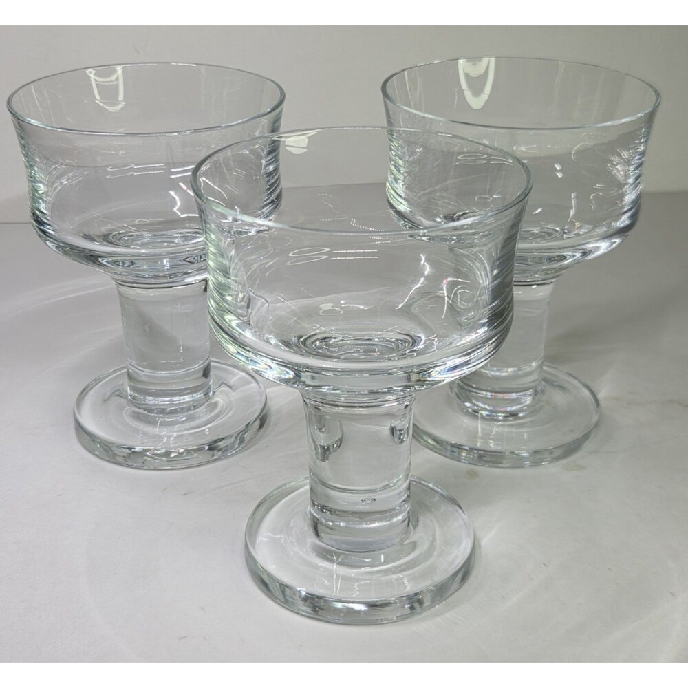 Set of 3 Krosno Thor Svend Jensen Crystal Wine Water Goblets Glasses Champagne